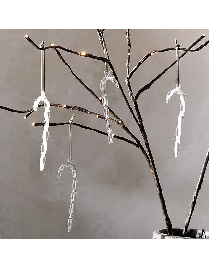Glass Candy Cane Decorations – Set of 4 | The White Company UK & ROW