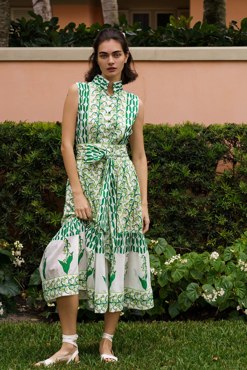 Sleeveless SUE SARTOR Flounce | Celery/Chive Lily of the Valley | SUE SARTOR