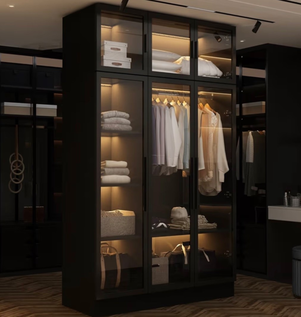 Hitow Glass Display Cabinet with LED Lights, Modern Curio Cabinet with Glass Doors, Tall Glass Display Case with Hanging Rod & 5 Tiers Shelf, Large Black Storage Organizer for Collectibles, 47.2" W

#LTKBeauty #LTKHome #LTKSaleAlert