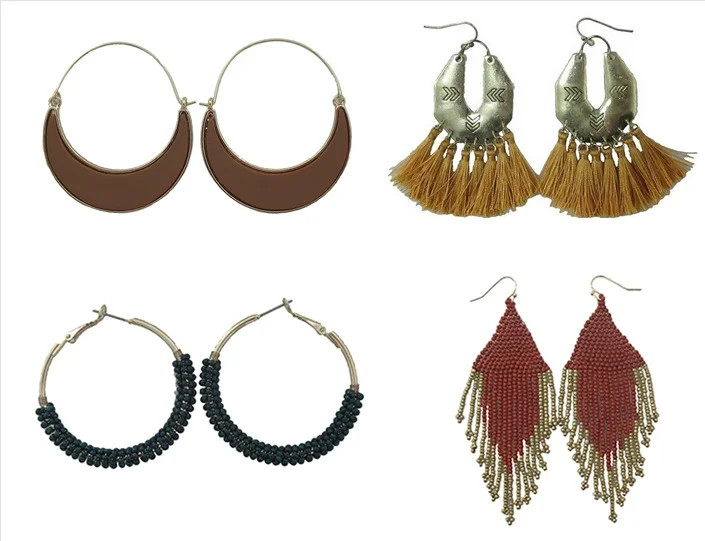 Time and Tru 4pack of Boho Statement Earrings - Walmart.com | Walmart (US)