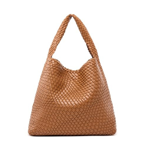 Large Woven Tote Bag for Women Weave Purse Woven Leather Handbag | Amazon (US)
