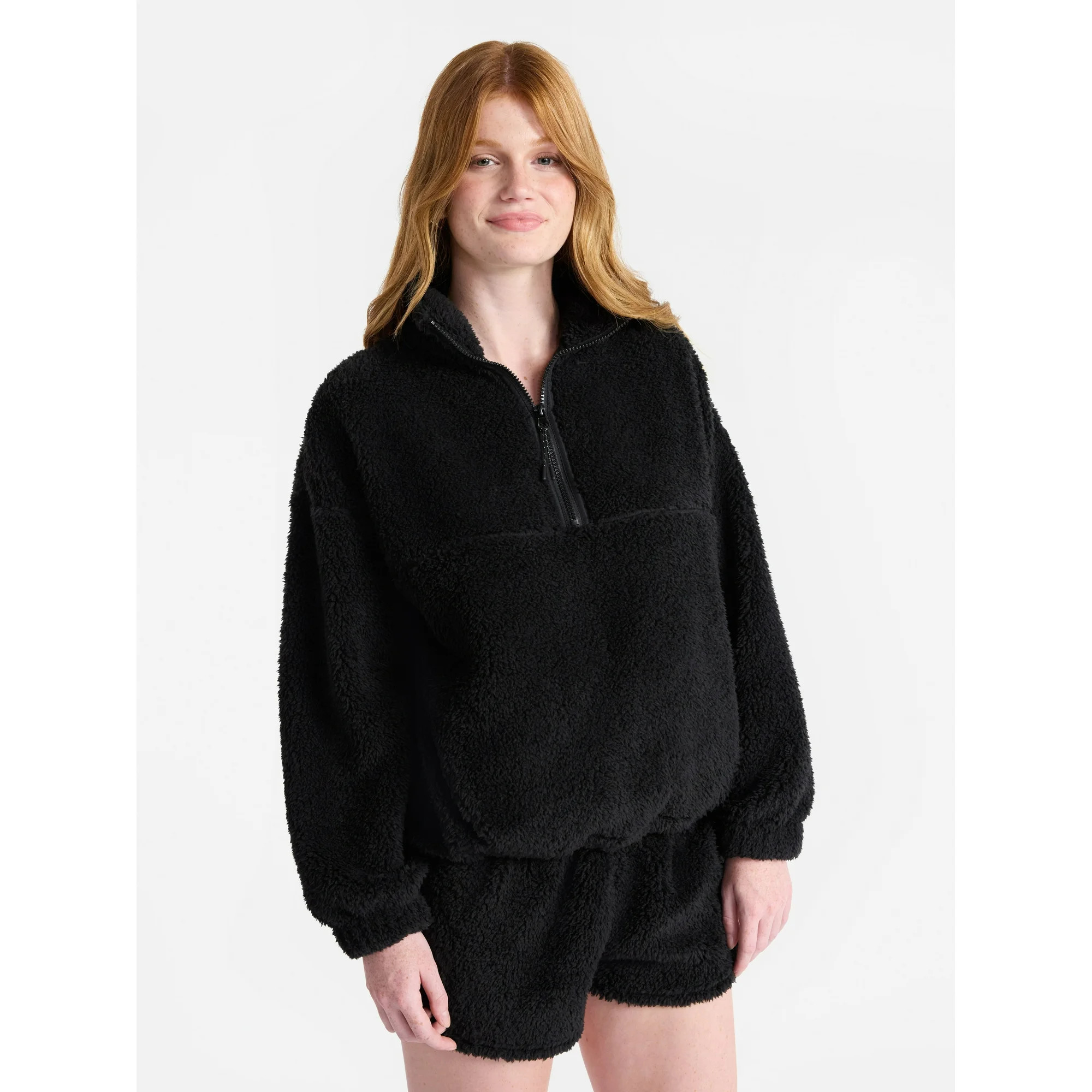 No Boundaries Plush Half-Zip Pullover, Women's and Plus | Walmart (US)