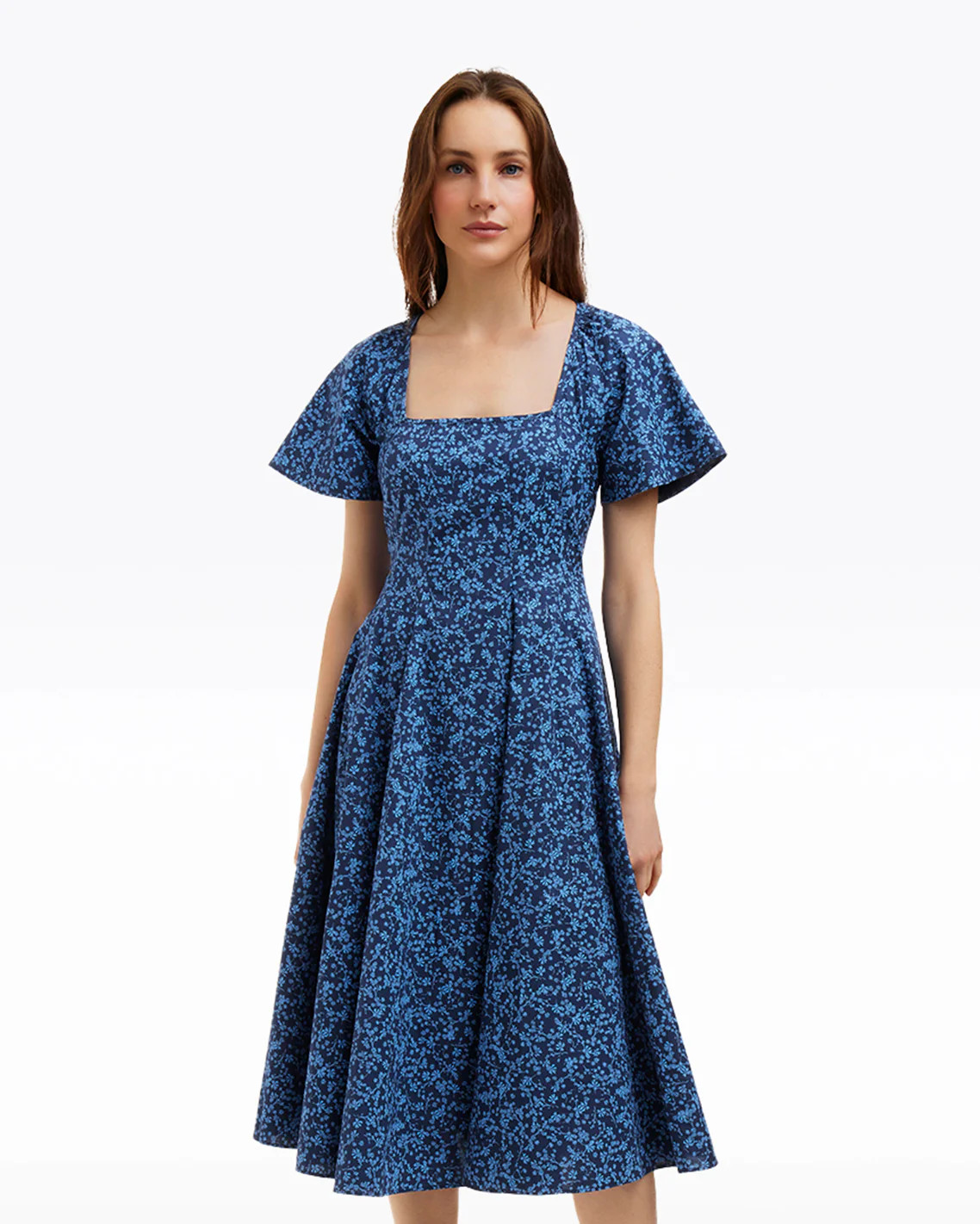 Caitlyn Square Neck Midi Dress in Ribbon Floral | Draper James (US)