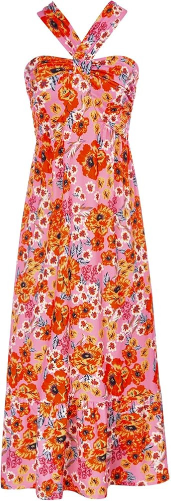 GRACE KARIN 2024 Women's Criss Cross Halterneck Sleeveless Summer Floral Print Flowy A Line Maxi ... | Amazon (US)