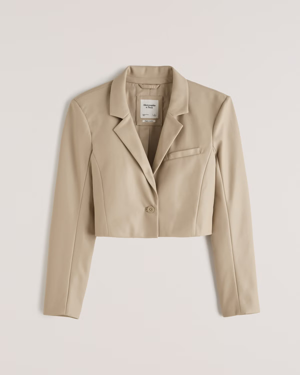 Cropped Vegan Leather Blazer | Abercrombie & Fitch (US)