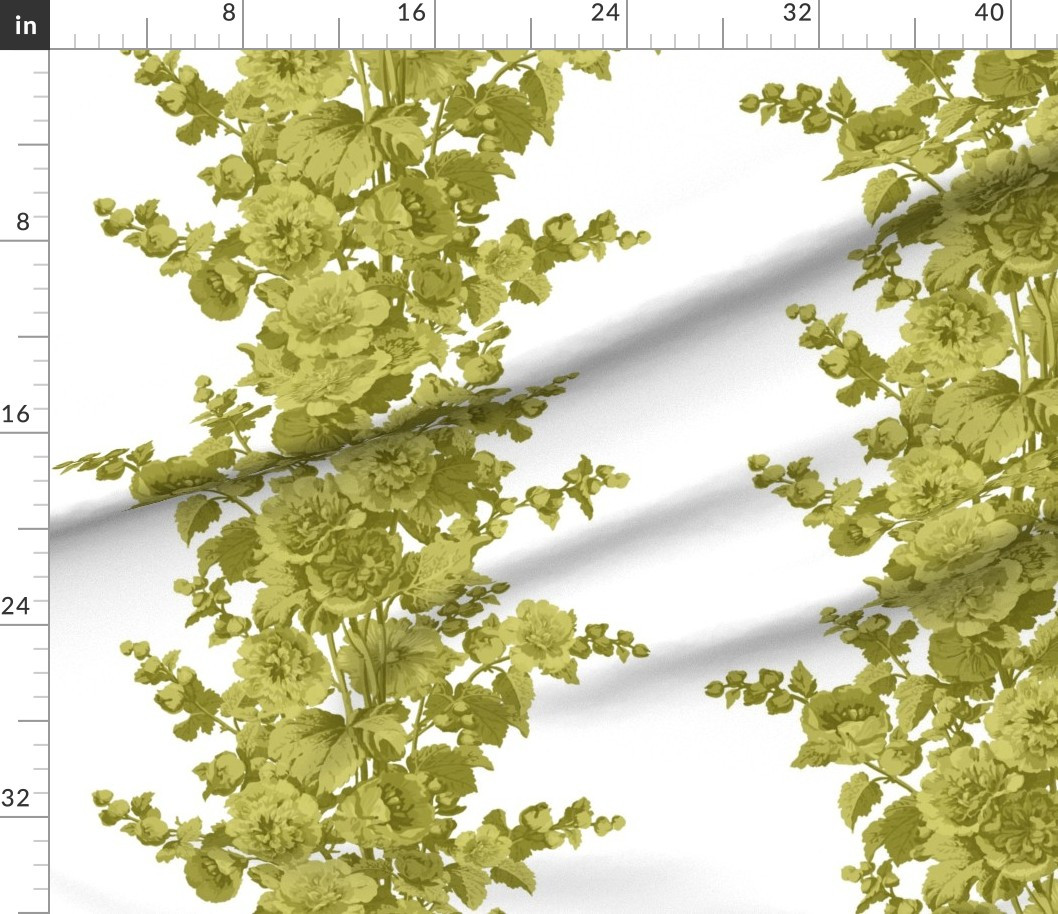 Fabric in Hollyhocks Hep 2 Green Copy | Spoonflower