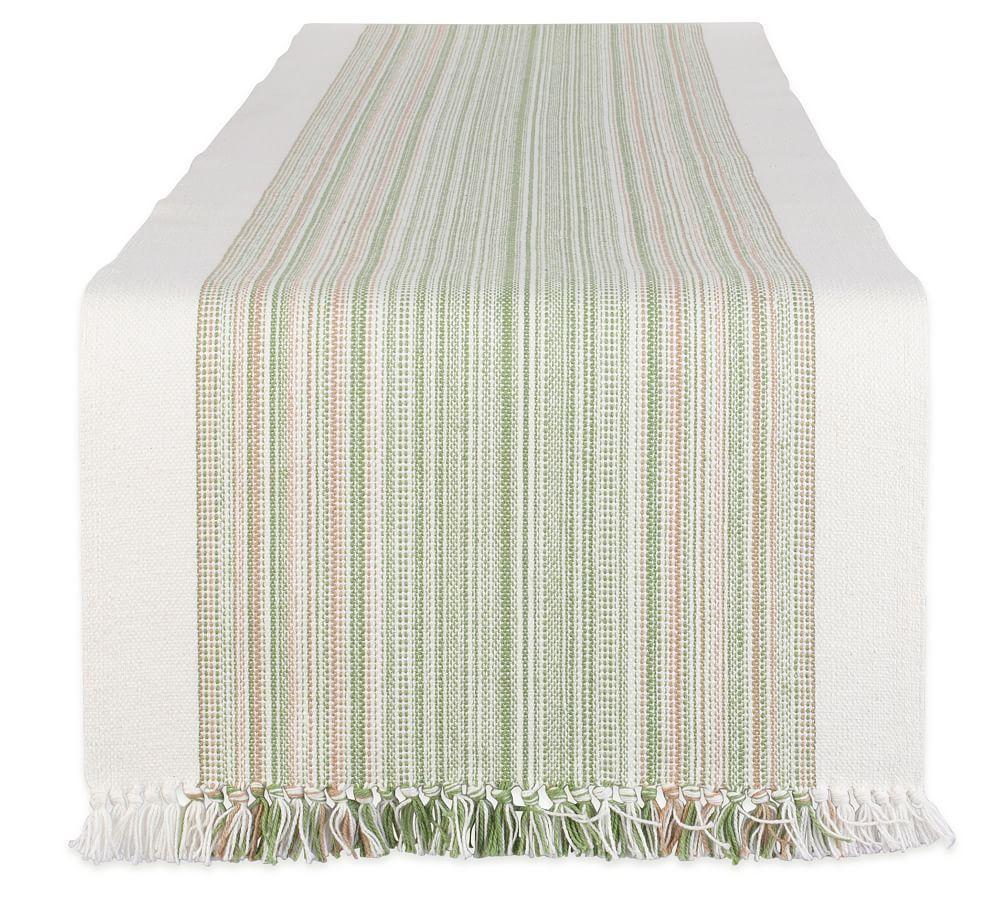 Striped Cotton Fringe Table Runners | Pottery Barn (US)