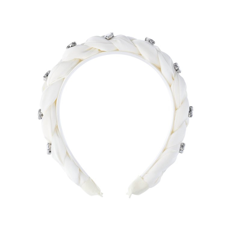 Time and Tru Women's Rhinestone Braided Hair Headband, Cream | Walmart (US)