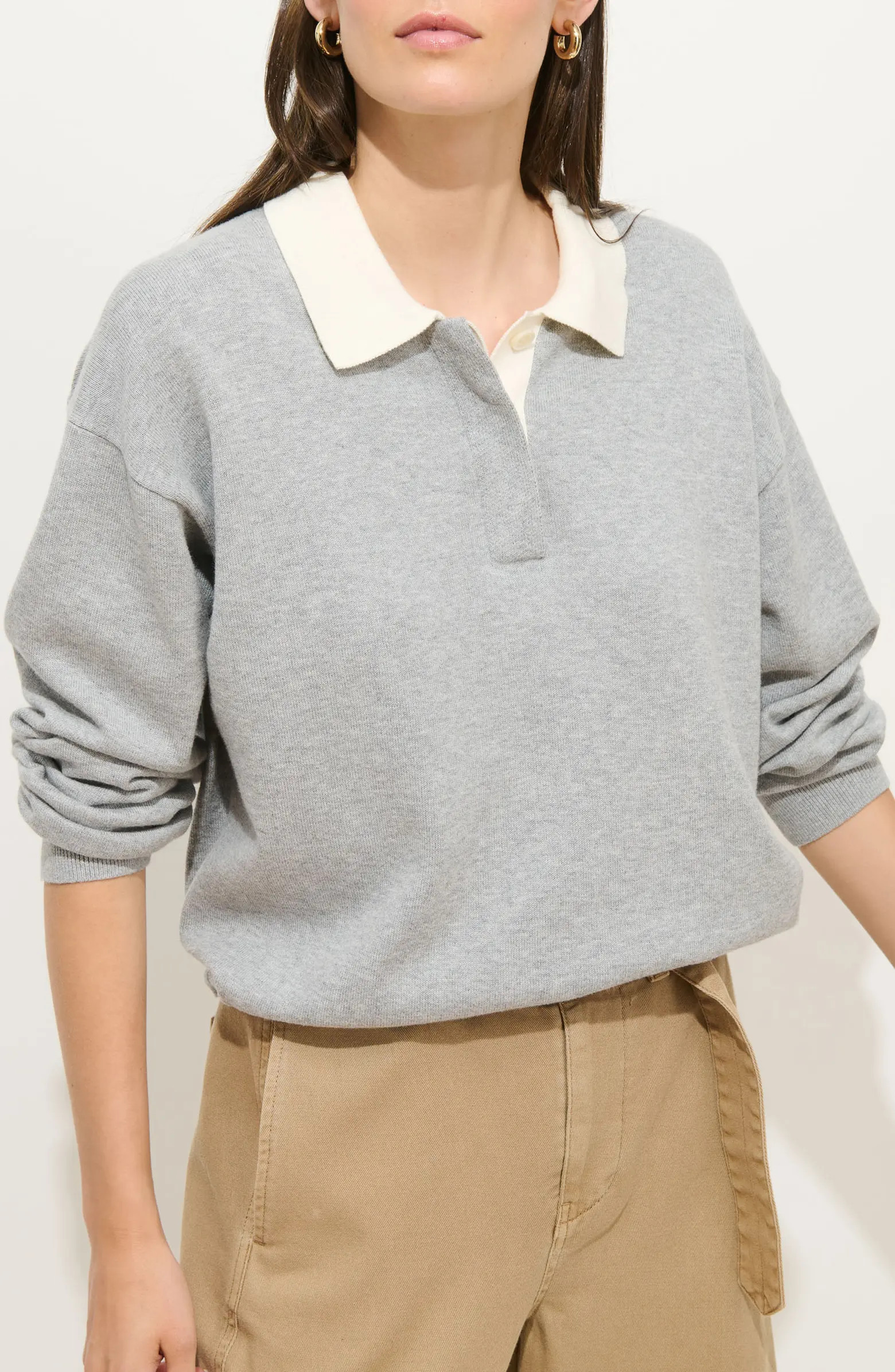Bond St. Contrast Collar Cotton & Cashmere Polo Sweater | Nordstrom
