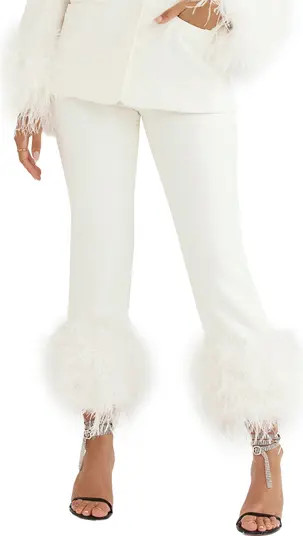 HOUSE OF CB Fae Feather Trim Trousers | Nordstrom | Nordstrom