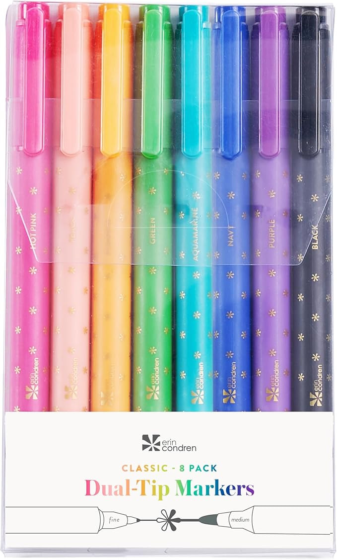 Erin Condren Dual Tip Markers, Classic, Colorful and Versatile Marker Set for Journals, Planners,... | Amazon (US)
