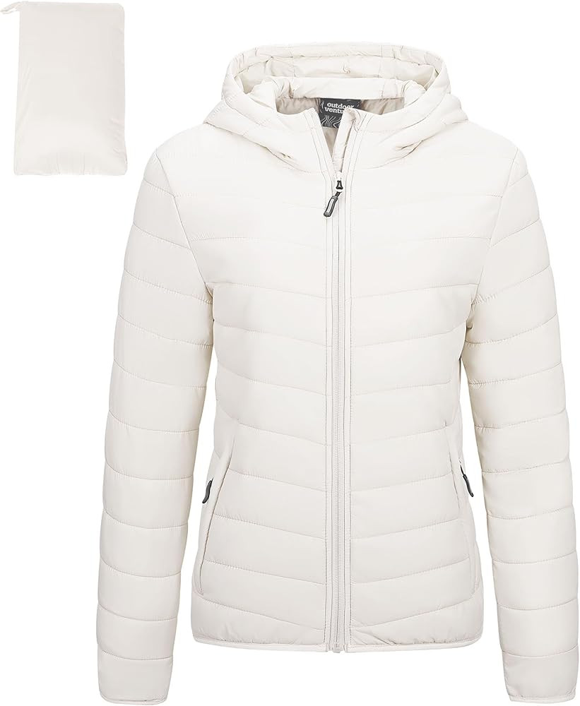 Outdoor Ventures Women's Packable Lightweight Full-Zip Puffer Jacket with Hood Quilted Winter Coa... | Amazon (US)