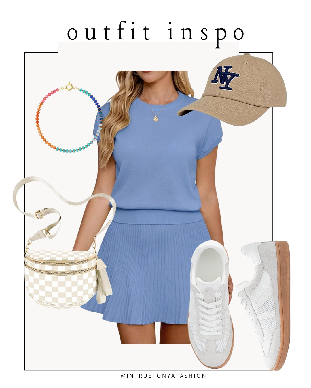 Summer outfit from amazon — 2 piece skirt set with white sneakers, checkered crossbody bag, beaded necklace, and NY baseball hat





Size 6/8 summer outfit ideas, midsize summer outfit, casual summer style, denim shorts outfit, cotton button down shirt, effortless everyday style, Amazon fashion midsize, petite Amazon fashion, coffee run outfit, SAHM outfits for summer

#LTKootd #LTKSaleAlert #LTKPetite