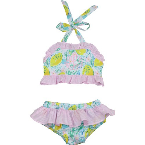 Lemon Print Ruffle Bikini | Cecil and Lou