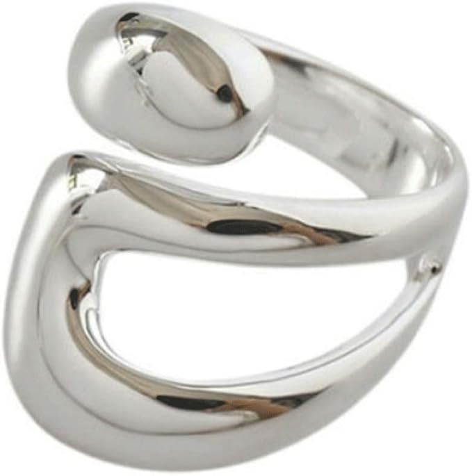 Adjustable Sterling Silver Rings 925 Double Lines Shape Personality Ring Fine Jewelry for Women P... | Amazon (US)