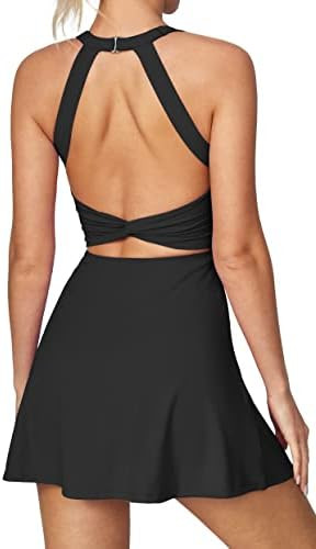 Heathyoga Tennis Dress with Built in Shorts and Bra Athletic Dress for Women Summer Cut Out Twist... | Amazon (US)