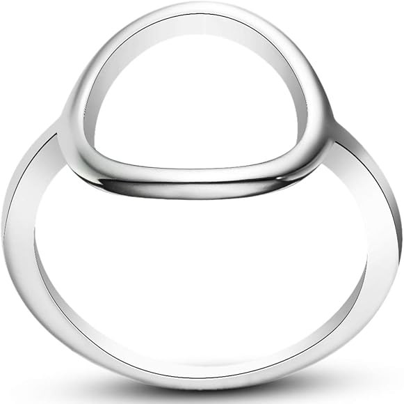 WFF Stainless Steel Open Circle Karma Statement Promise Ring | Amazon (US)