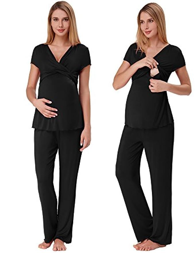 Zexxxy Women Ultra Soft Maternity & Nursing Pajama Set Pregnancy Sleepwear ZE0045 | Amazon (US)