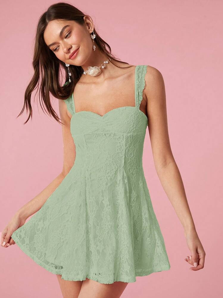 Enchnt Women's Floral Lace Sweetheart Neck Elegant Cami Dress | SHEIN