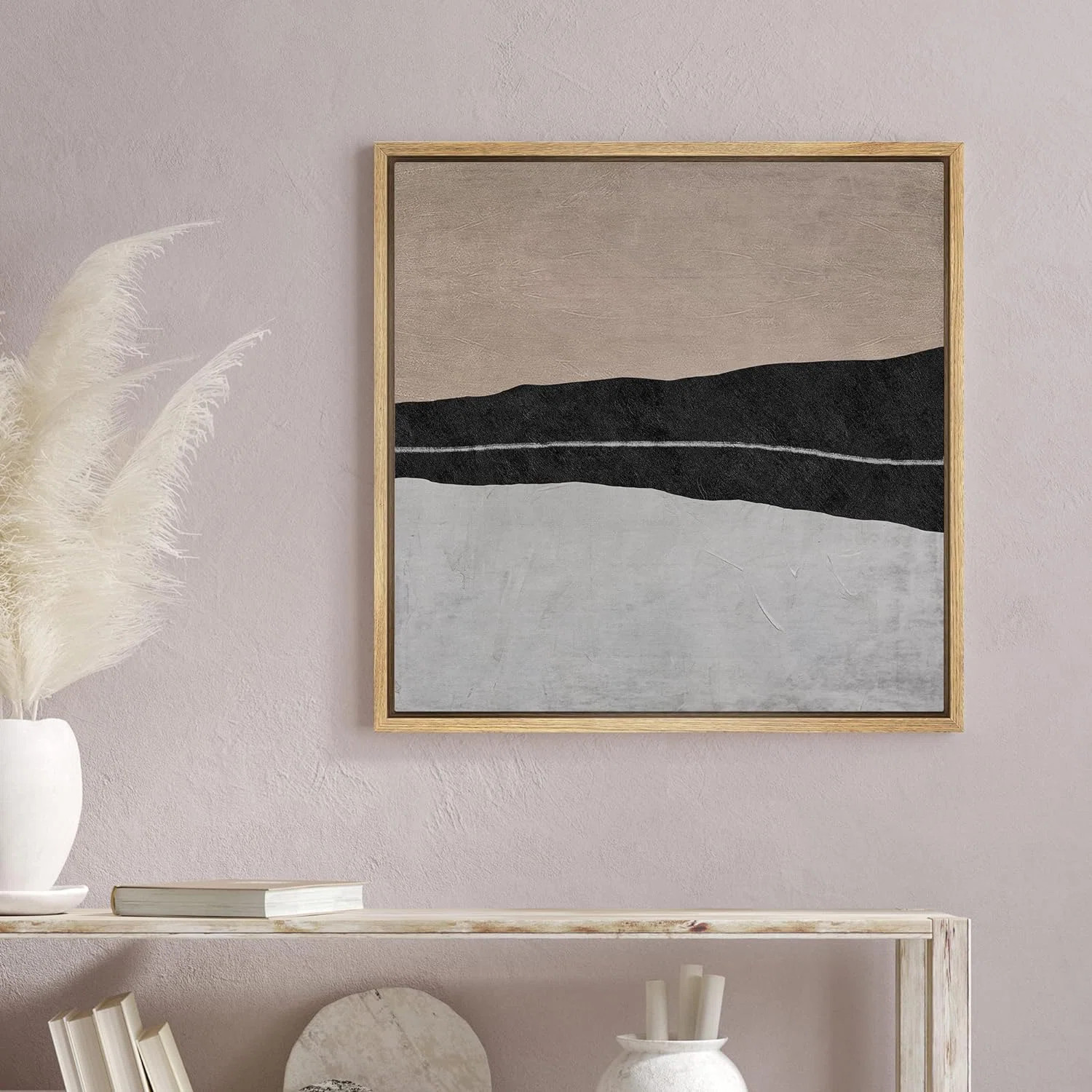 " Black Stripe Watercolor Landscape Abstract Shapes Modern Art Decoration Contemporary Minimal "B... | Wayfair North America