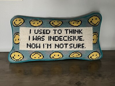 FURBISH INDECISIVE NEEDLEPOINT PILLOW - NWOT | eBay US