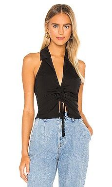 superdown London Ruched Front Top in Black from Revolve.com | Revolve Clothing (Global)
