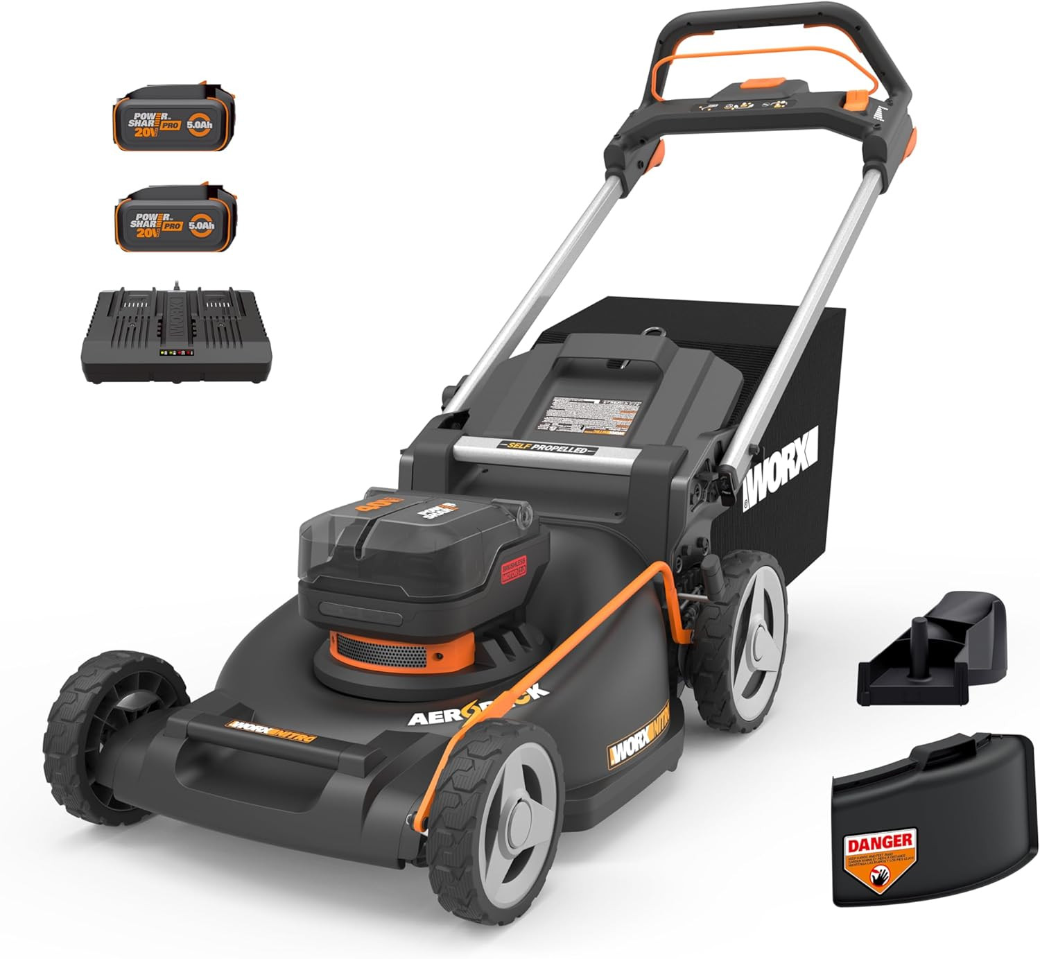 WORX Nitro 21" Cordless Lawn Mower, Electric Mower with Variable Speed, Self-propelled Lawn Mower... | Amazon (US)