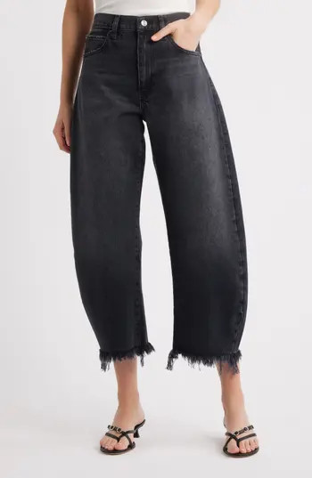 FRAME The Bubble Raw Hem Crop Baggy Jeans in Limitless Raw Fray at Nordstrom Rack, Size 34 | Nordstrom Rack