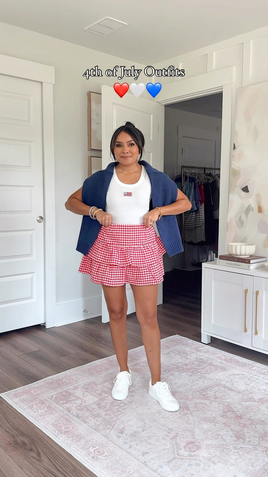 4th of July Outfits!
For reference: I’m 5’0, 32b bra size, and 2/26 in bottoms, pear shaped. 

White american flag tank size xs TTS
Red gingham skort size xs TTS
White sneakers size 6 TTS

Blue gingham dress size xs TTS
Red cardigan size xs petite TTS
Clear wedges size 5 TTS

Teddy bear american flag sweater size xxs TTS
Red bubble skirt size 0 - sized down a size 
Brown sandals size 5 TTS

Red gingham dress size xs petite TTS
Navy american flag sweater size small - roomy fit
White boots - old, similar linked

White bow tank size xxs TTS
Teddy bear american flag sweater size xxs TTS
Red gingham skirt xs TTS
Gold flip flops size 6 - fit like a 5.5

July 4th
Fourth
Summer
Patriotic
Memorial day
Independence day
Veterans day
Flag
Summer style 
Summer fashion 
Honey Sweet Petite
Honeysweetpetite
Charleston, SC 


#LTKFindsUnder50 #LTKPetite #LTKStyleTip