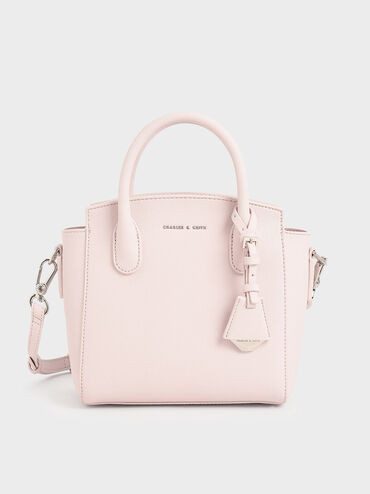 Light Pink Harper Structured Top Handle Bag | CHARLES & KEITH | Charles & Keith EU