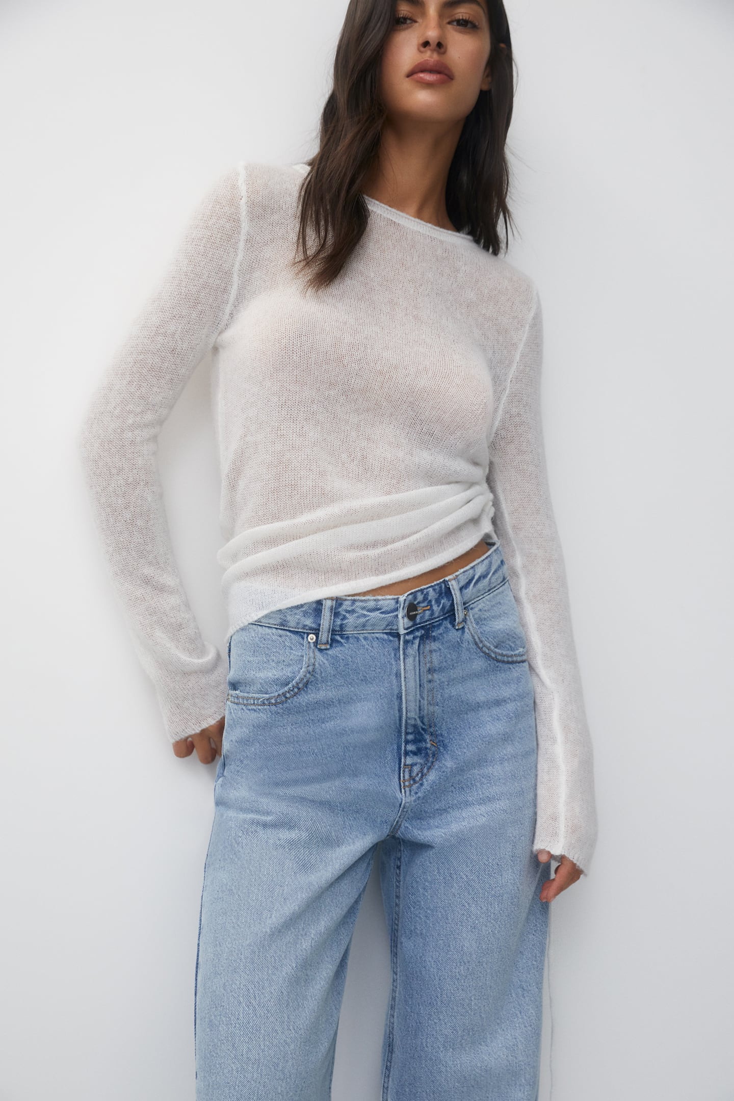 High-waist wide-leg jeans | PULL and BEAR UK
