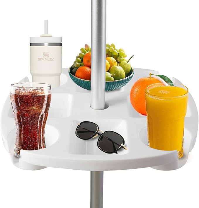 AMMSUN 17" Beach Umbrella Table Tray with 4 Cup Holders, 4 Snack Compartments for Beach, Patio, G... | Amazon (US)