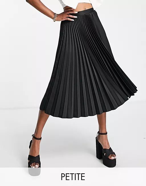 Closet London Petite pleated midi skirt in black | ASOS (Global)