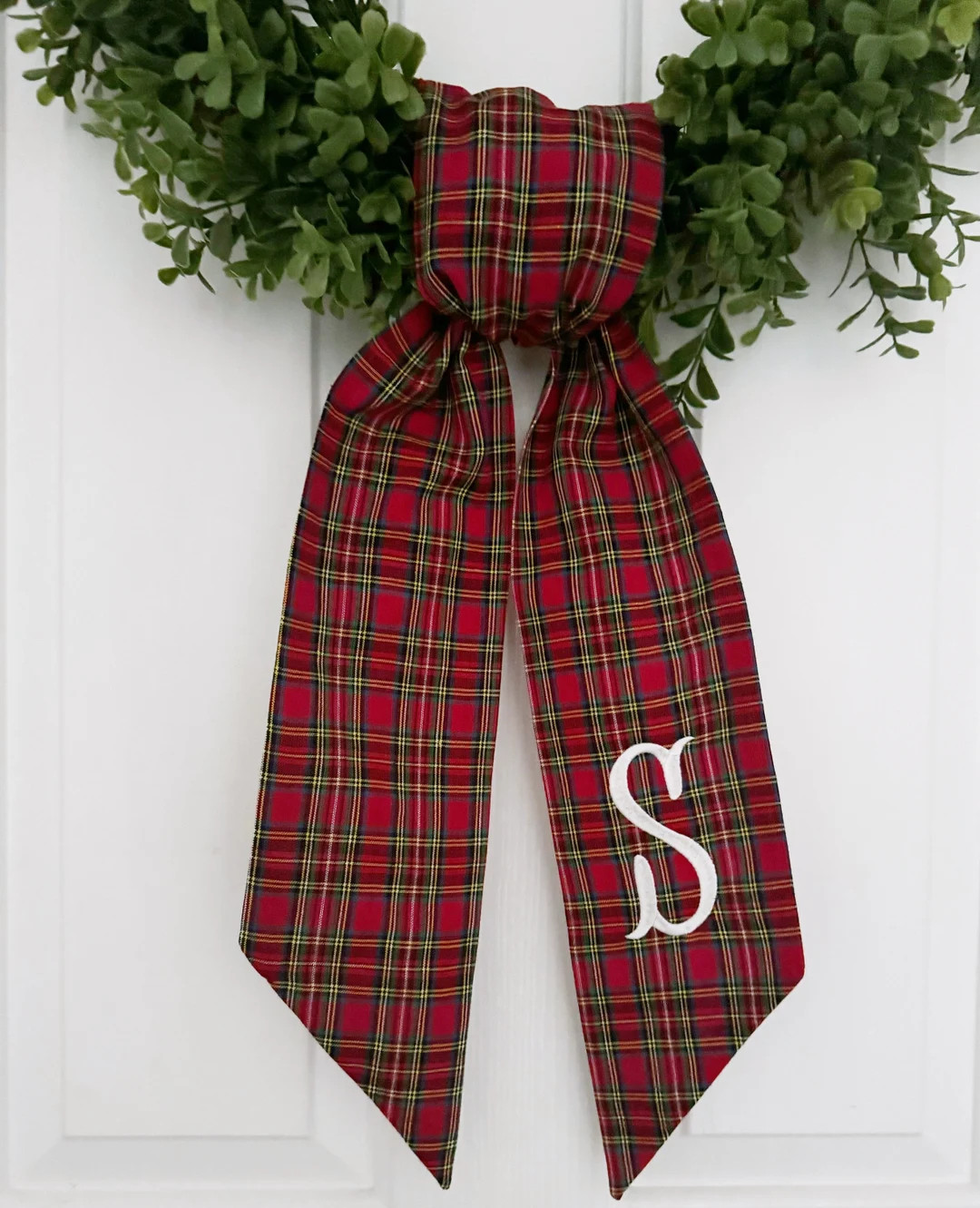 Christmas Plaid Wreath Sash - Customized Wreath Sash - Tartan Plaid Sash - Personalized Gift - Mo... | Etsy (US)