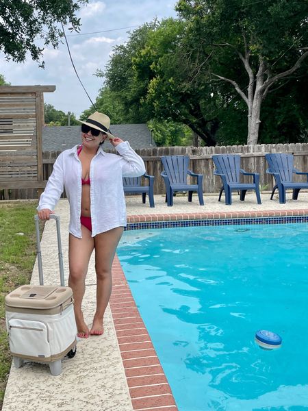 Rolling soft sided cooler. Great for travel and summer fun! My swim suit is not available anymore but it’s from target 🎯 

#LTKSeasonal #LTKswim #LTKfamily