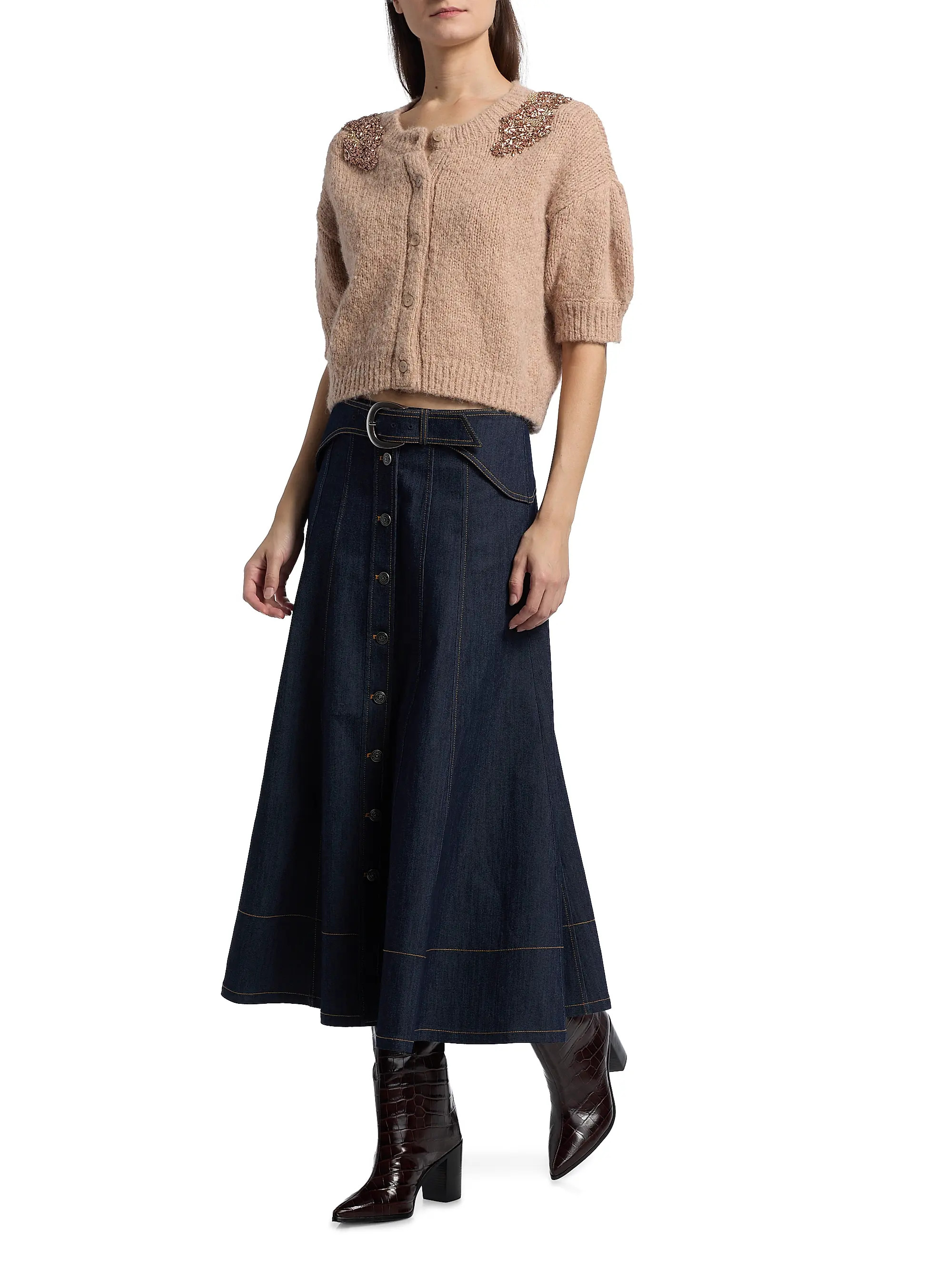 Millicent Embellished-Shoulder Cardigan | Saks Fifth Avenue