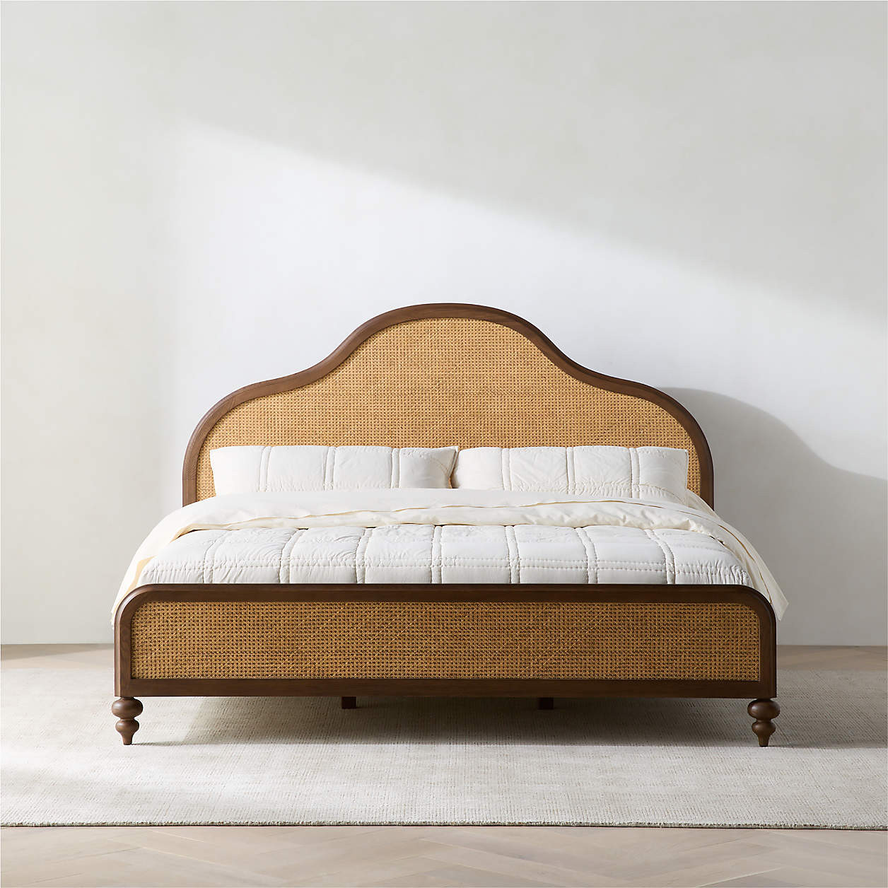 Richmond Cane and Warm Brown Oak Wood King Bed | Crate & Barrel | Crate & Barrel