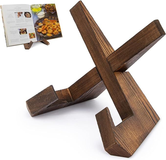 PUERSI Cookbook Stand for Kitchen, Recipe Book Holder for Kitchen Counter, Wooden Cookbook Holder... | Amazon (US)