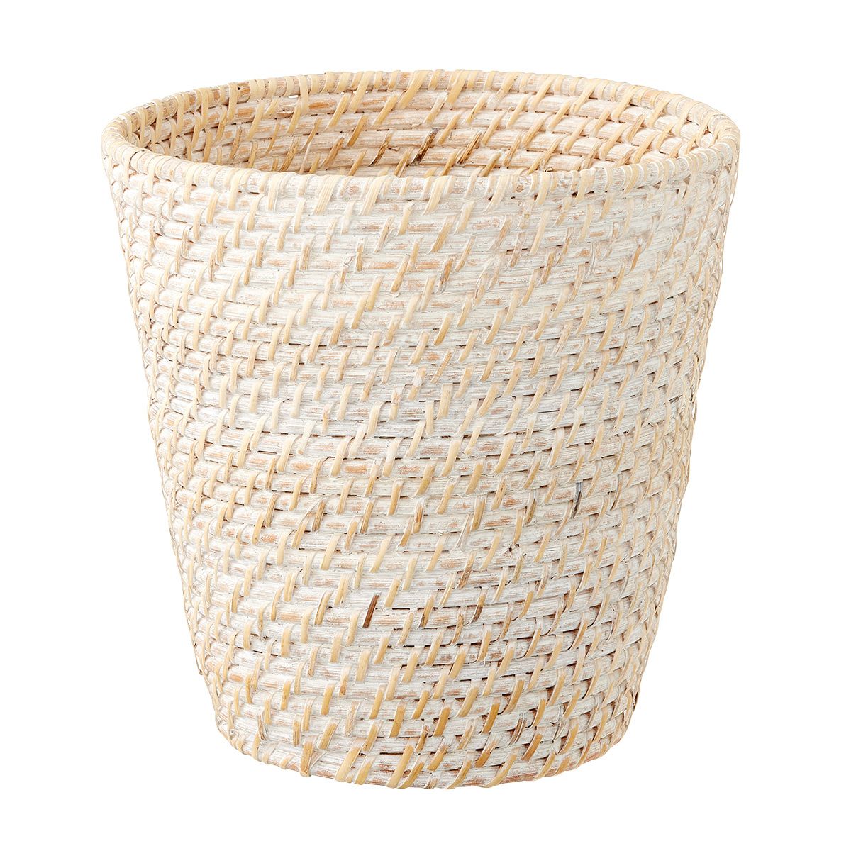 Rattan Wastebasket Whitewash | The Container Store