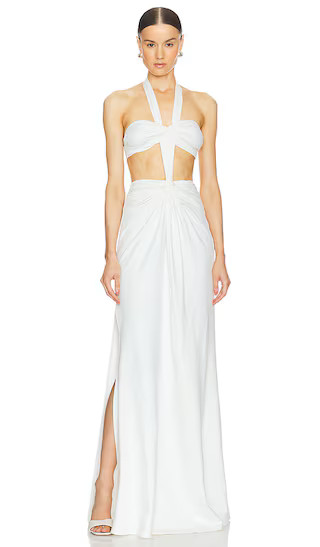 Sid Neigum Bandeau Knot Knit Dress in Cream. | Revolve Clothing (Global)