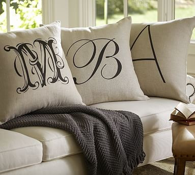 Personalized Alphabet Linen Pillow Covers | Pottery Barn (US)