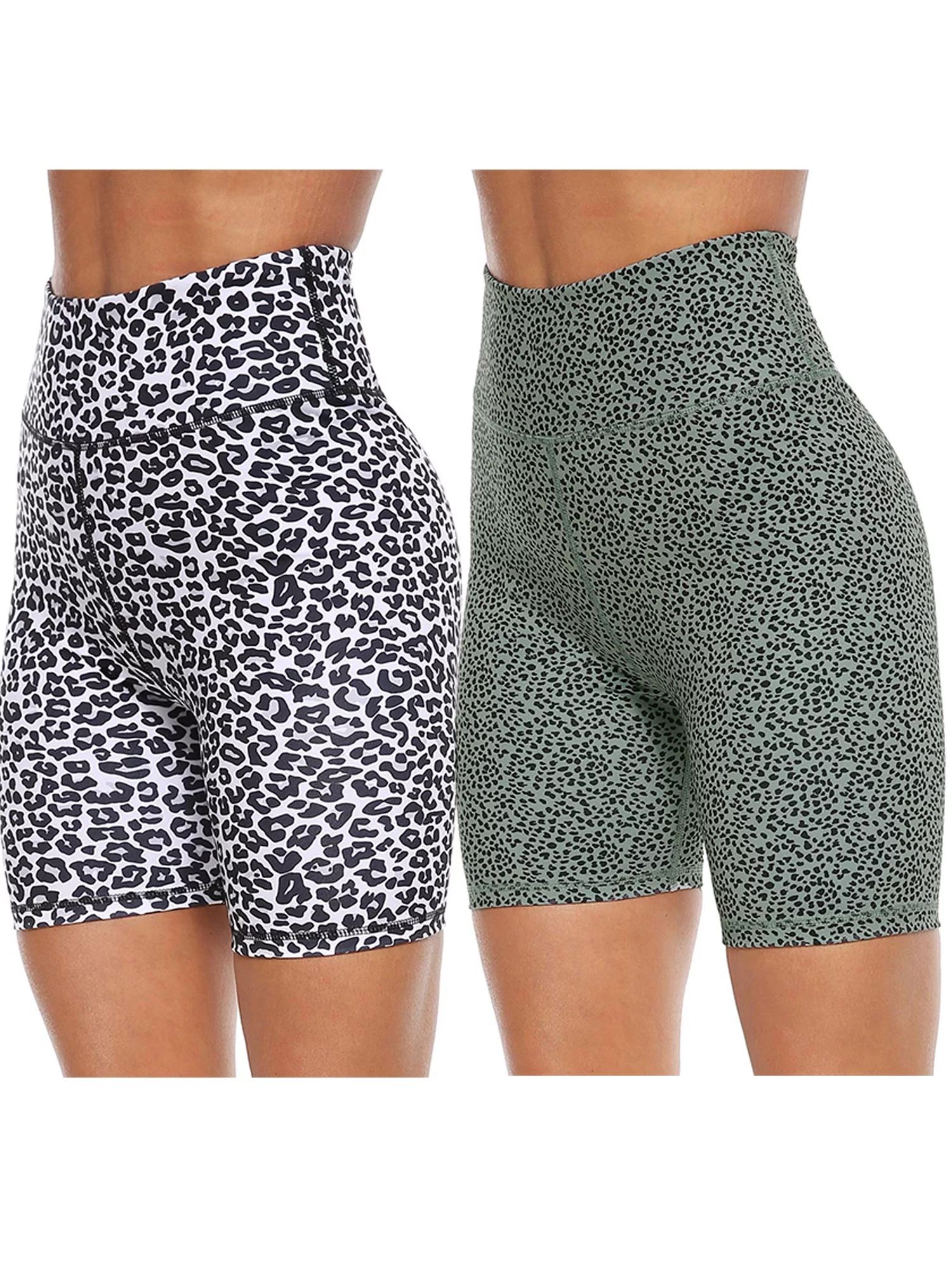 2 Pack Women's High Waist Yoga Shorts Leopard Camouflage Print Tummy Control Fitness Workout Gym ... | Walmart (US)