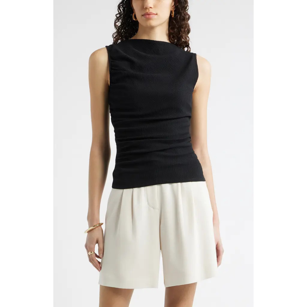 Nordstrom Ruched Sleeveless Top in Black at Nordstrom, Size Small | Nordstrom
