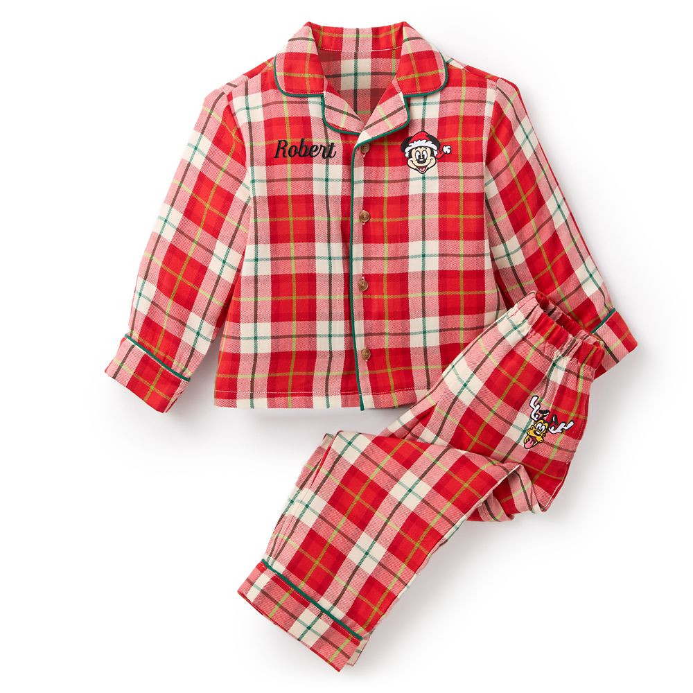 Mickey Mouse and Pluto Plaid Holiday Sleep Set for Kids – Personalized | Disney Store