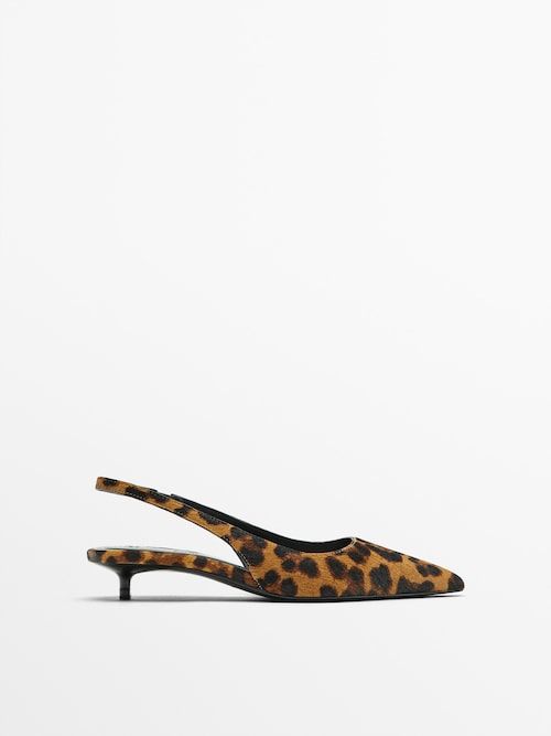 High-heel animal print slingback shoes | Massimo Dutti (US)