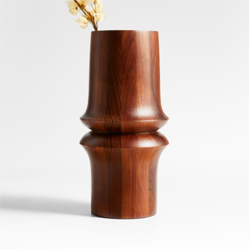 Century Turned Acacia Wood Vase 14" + Reviews | Crate & Barrel | Crate & Barrel