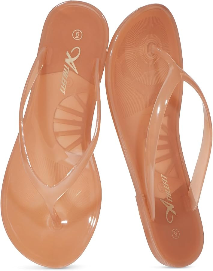 Athlefit Jelly Flip Flops for Women Summer Beach Pool Thong Sandals Non Slip Lightweight Casual Slides | Amazon (US)