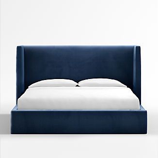 Arden Navy Upholstered King Bed with 52" Headboard + Reviews | Crate & Barrel | Crate & Barrel