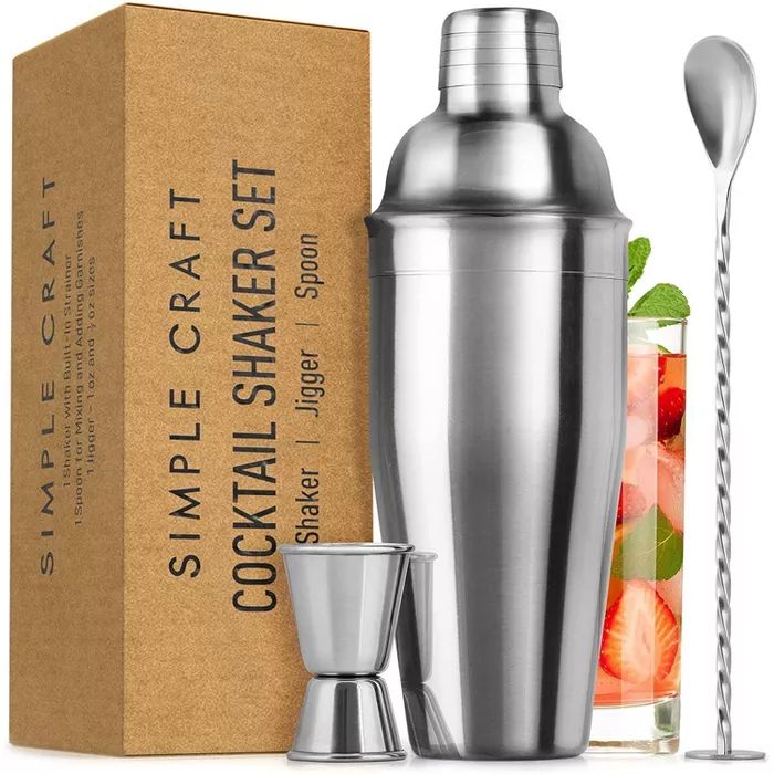 Simple Craft Cocktail Shaker with Built-in Strainer For Bartending & Homebars (24oz) | Target
