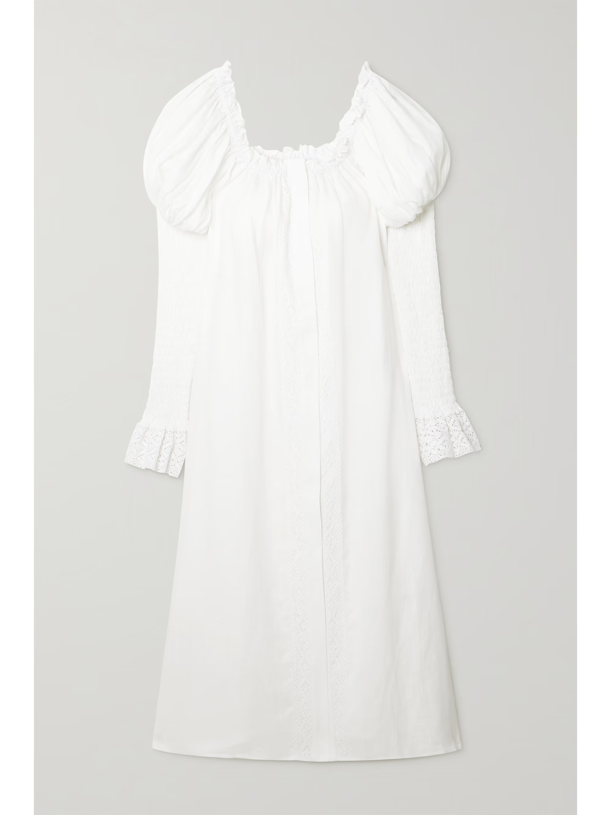 Opera off-the-shoulder lace-trimmed linen midi dress | NET-A-PORTER (US)